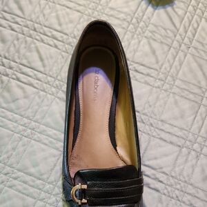 Liz Claiborne Black Leather Flats with Buckle